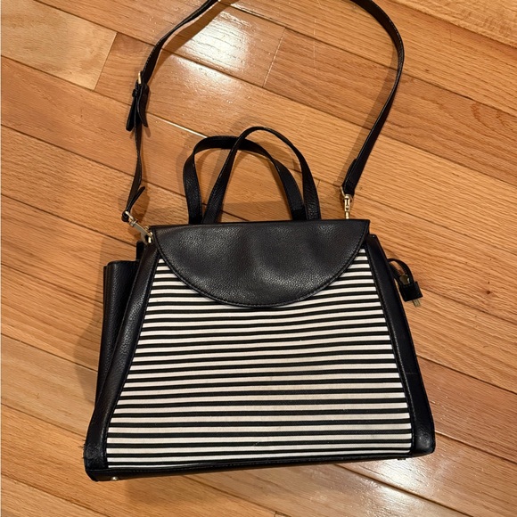 Kate Spade Black and White Striped Satchel - Picture 9 of 11